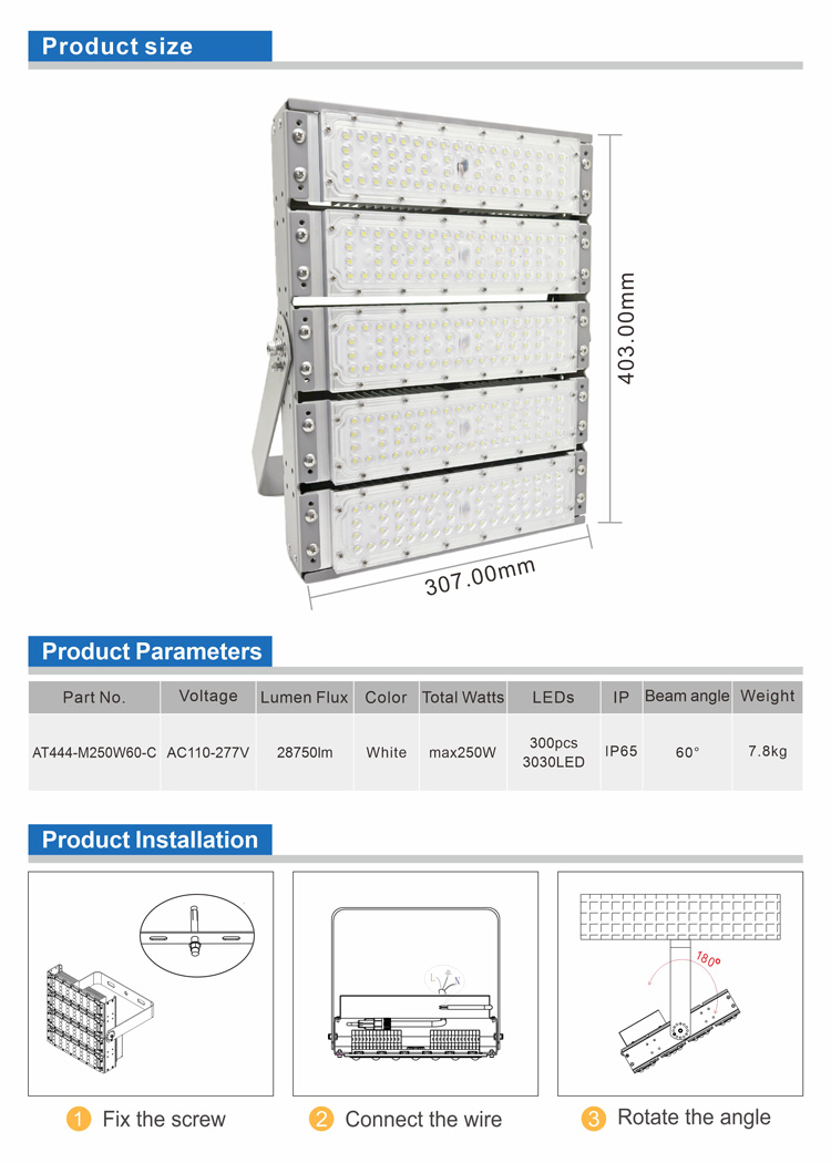 250w led flood light