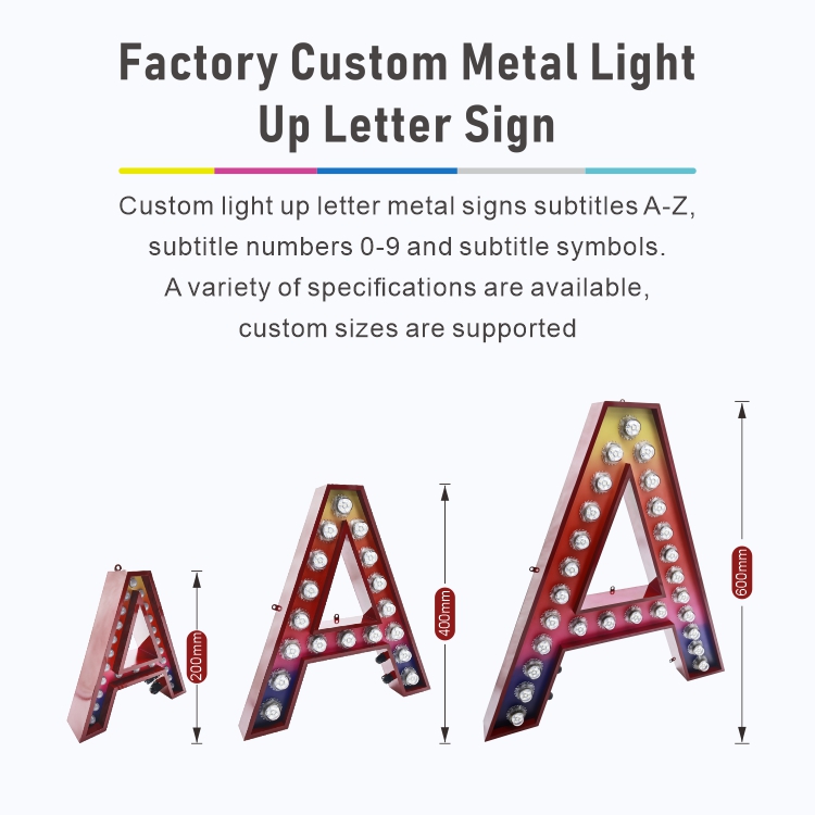 metal letters with lights