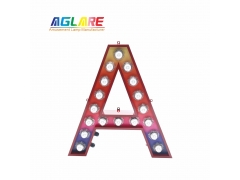 2.1-5W Programmable RGB - Factory Custom Metal Letters With Light Bulbs Sign Board for amusement park carnival outdoor commercial advertising