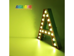 2.1-5W Programmable RGB - Factory Custom Metal Letters With Light Bulbs Sign Board for amusement park carnival outdoor commercial advertising