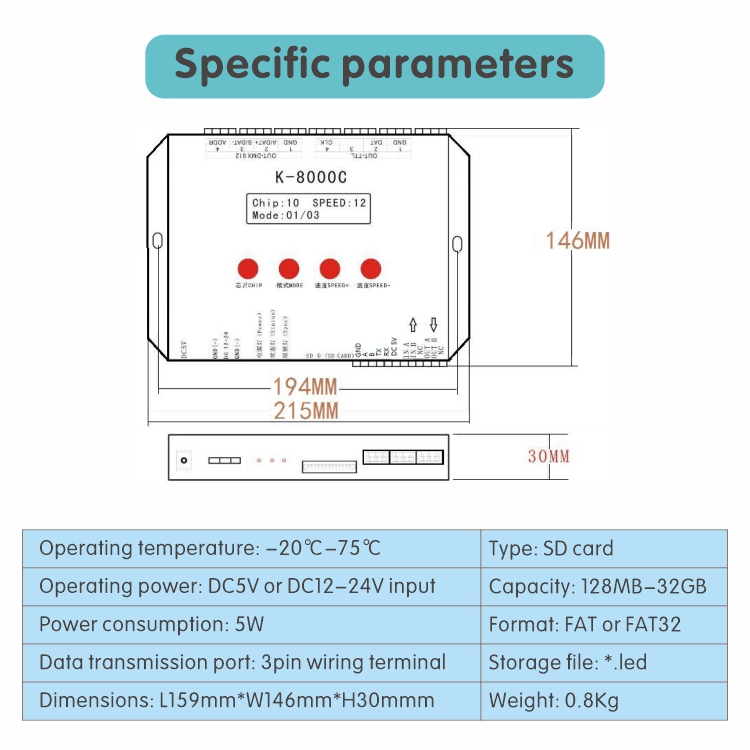 K-8000C LED Controller 8 Ports 8192 Pixels